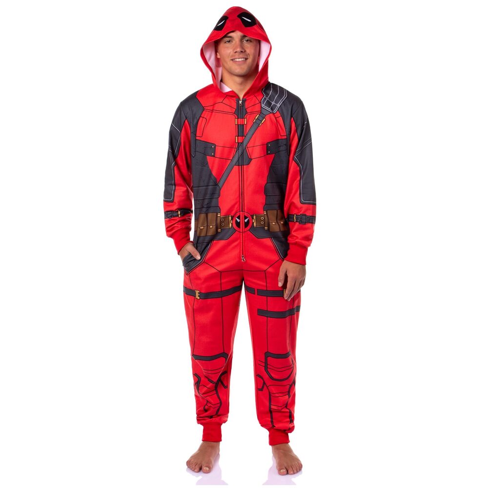 9356 Marvel Deadpool Anti-hero Adult Hooded Union Suit Costume Pajama